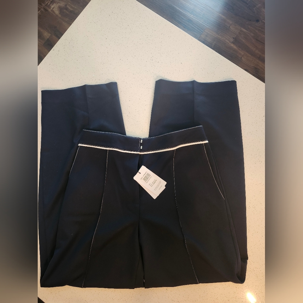 NWT REISS ORIEL CONTRAST STITCH WIDE LEG TROUSERS Color: Navy SIZE 6 - Picture 7 of 9